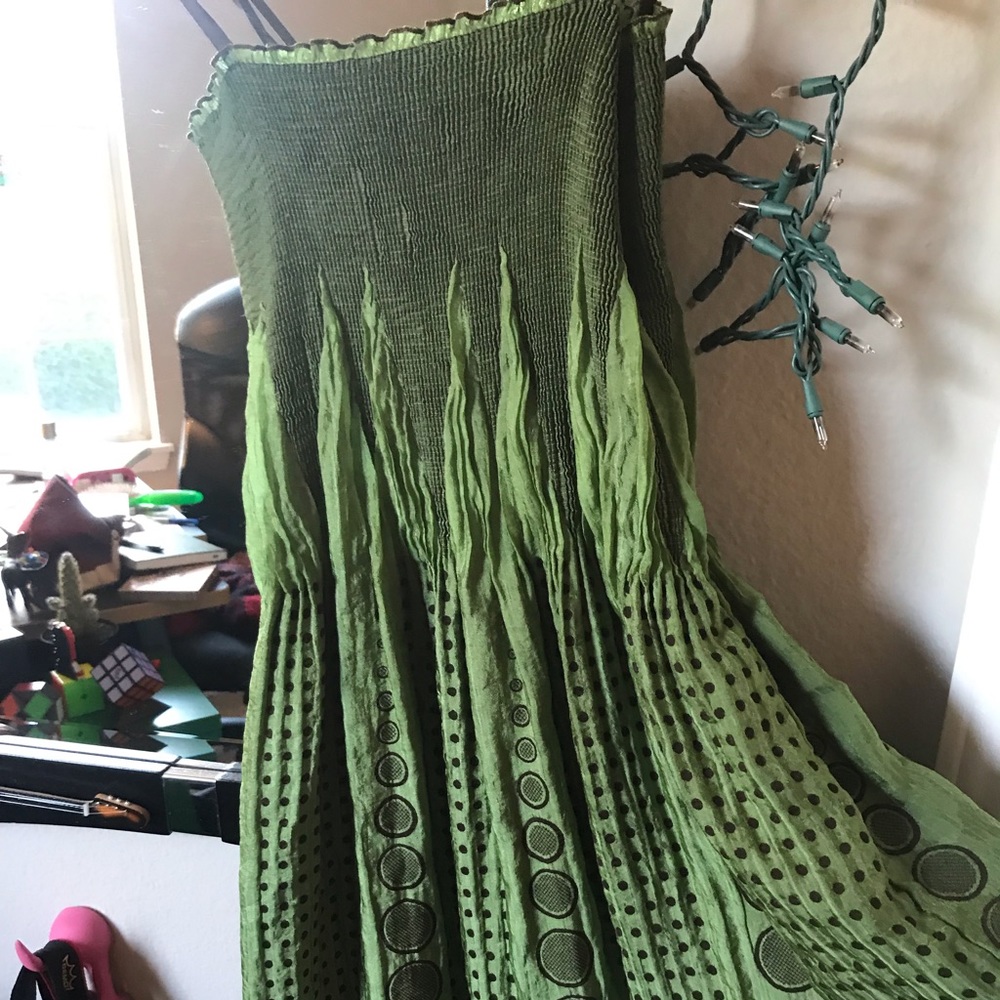 Green Spaghetti Strap Sun Dress